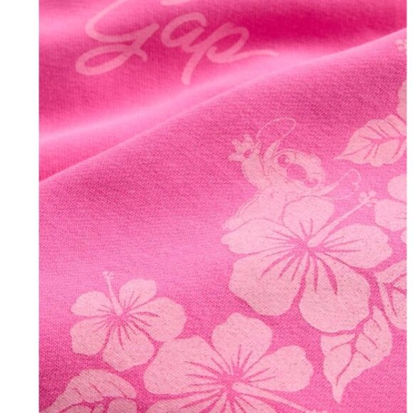 Gap Lilo & Stitch Adult VintageSoft Crop Zip Hoodie Bright Neon Pink S Small - Picture 2 of 9